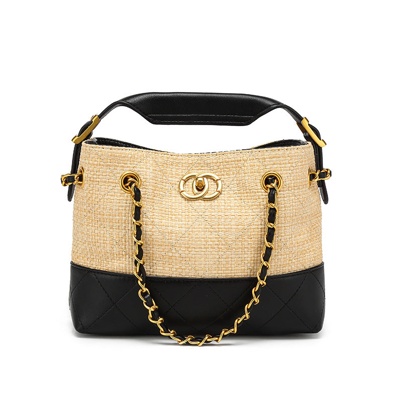 Stylish Chain-Trimmed Bucket Handbag