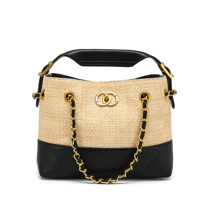 Stylish Chain-Trimmed Bucket Handbag