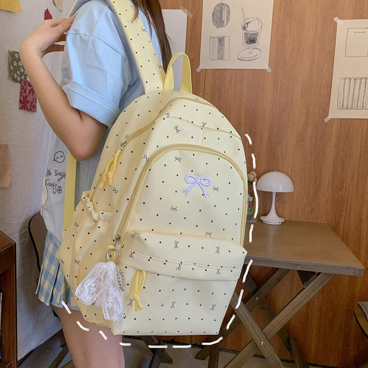 Polka Dot Design Backpack with Multi-Pocket Features Stornfield