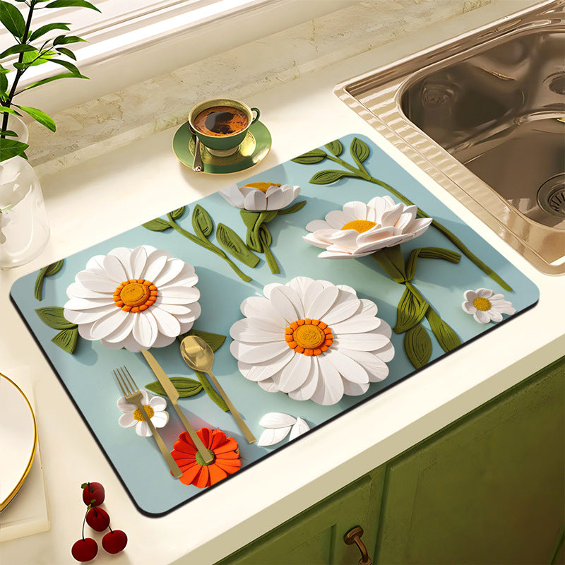 Floral Design Anti-Slip Kitchen Mat