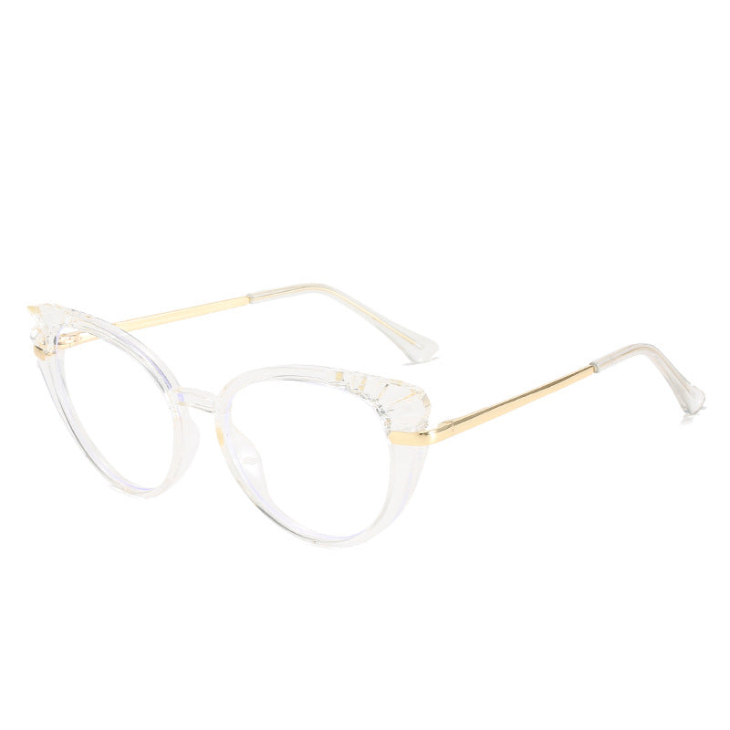 Women's Cat-Eye Prescription Glasses with Glossy Plastic Frame and Gold Accents Stornfield