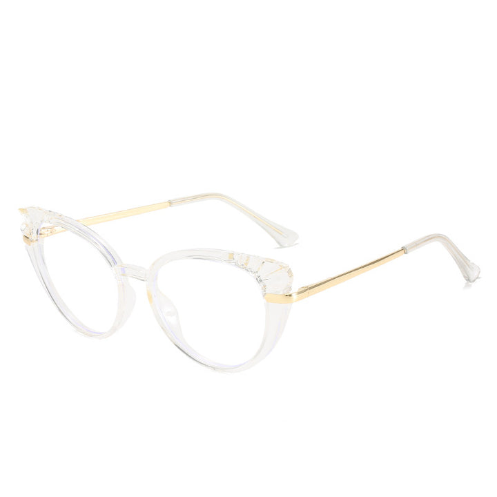 Women's Cat-Eye Prescription Glasses with Glossy Plastic Frame and Gold Accents Stornfield