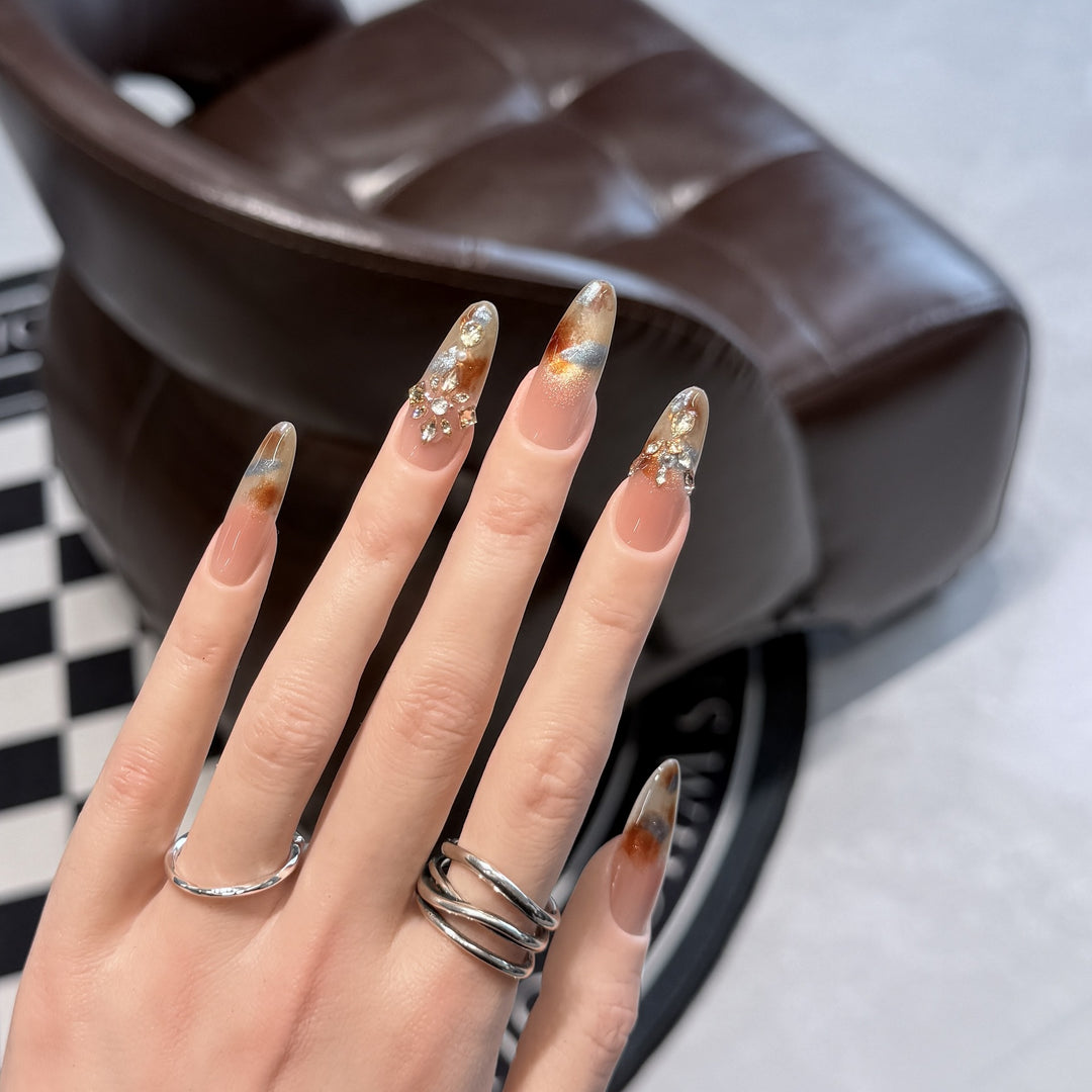 Decorative Stiletto Press-On Nail Set with Floral Designs Stornfield