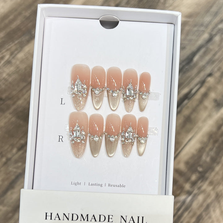 Decorative Handmade Press-On Nails with Elegant Rhinestones Stornfield