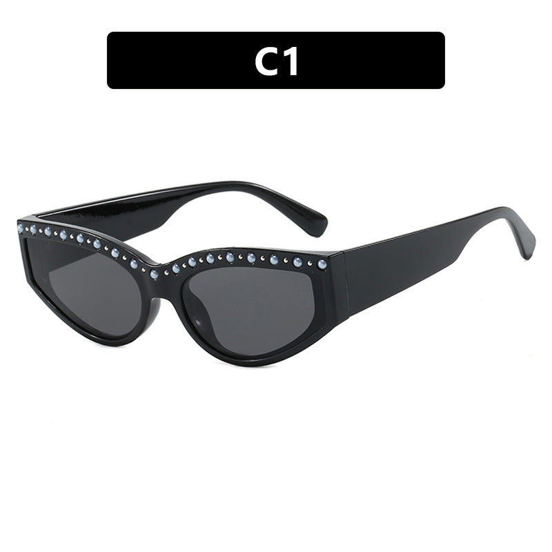 Women's Cat-Eye Sunglasses with Sparkling Rhinestone Accents and Animal Pattern Stornfield
