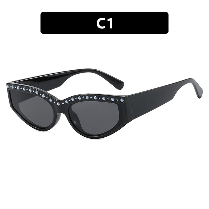 Women's Cat-Eye Sunglasses with Sparkling Rhinestone Accents and Animal Pattern Stornfield