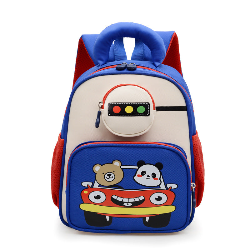 Kids' Playful Animal Car-Themed School Backpack Stornfield