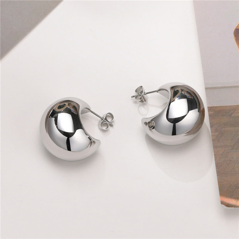 Shiny stainless steel stud earrings Stornfield