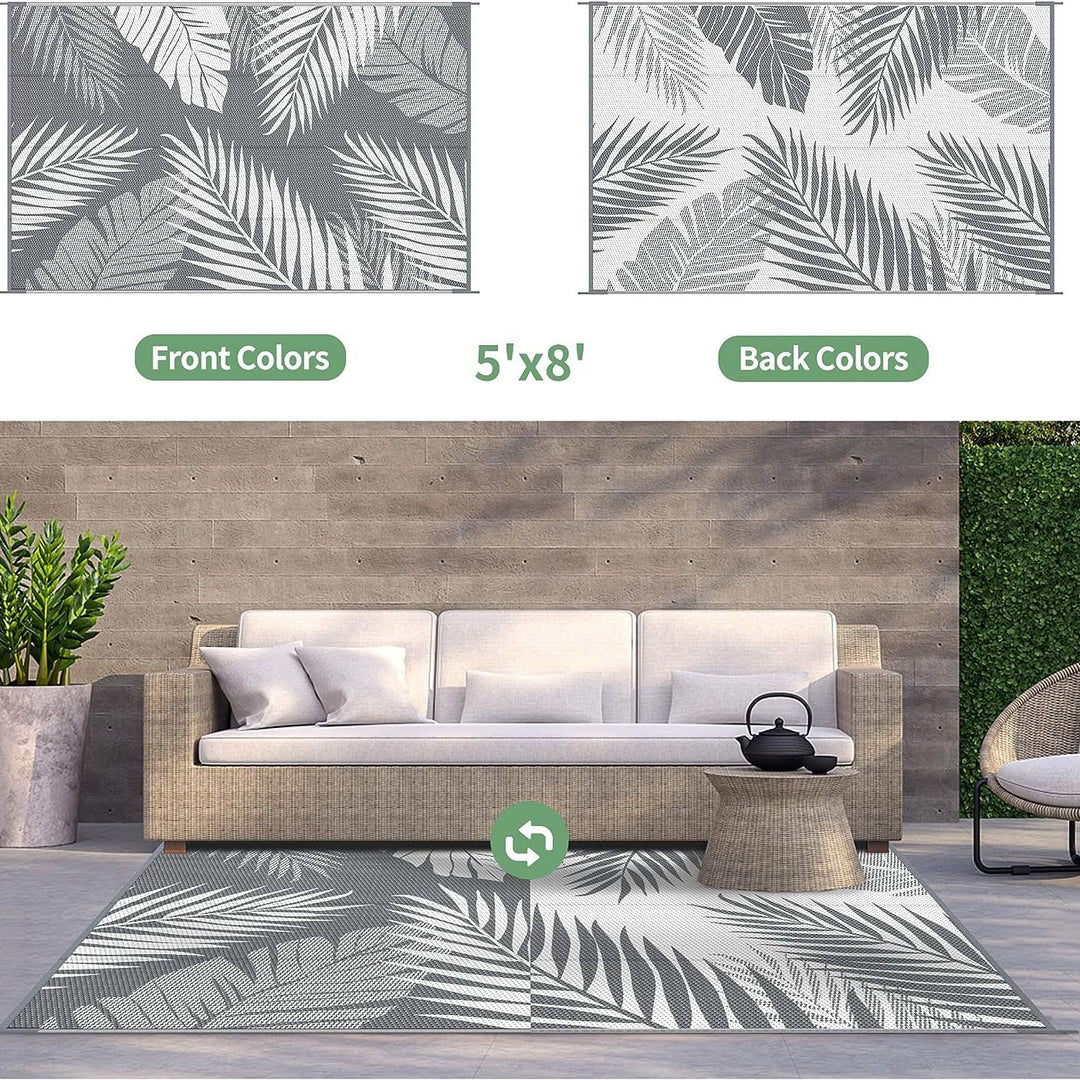 Outdoor Tropical Leaf Area Rug