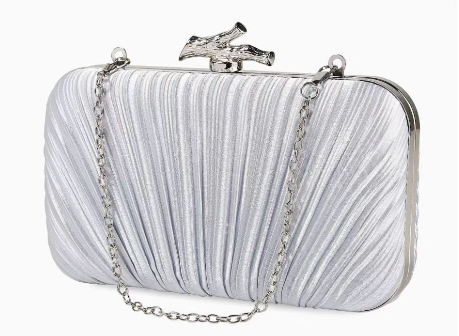 Pleated Metallic Evening Clutch