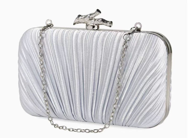 Pleated Metallic Evening Clutch