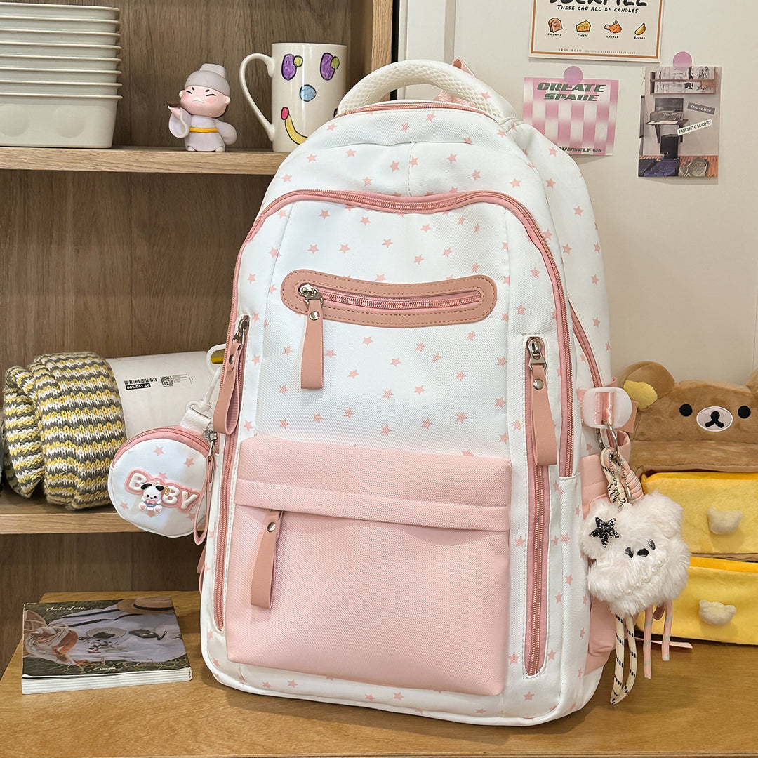 Backpack with Charming Star Applications and Practical Compartments Stornfield