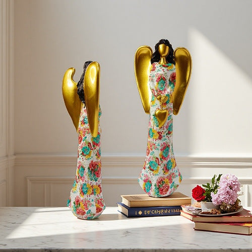 Engel Statue with Flower Pattern Stornfield