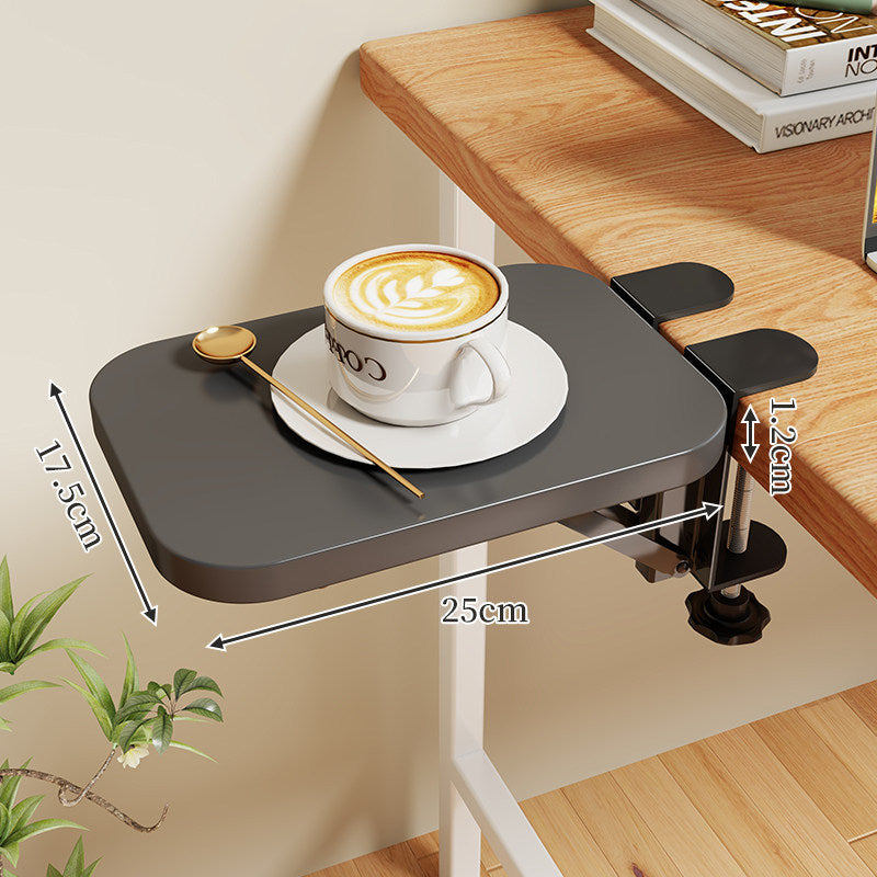 Clamp-On Expandable Desk Side Table Shelf with Wide Smooth Surface and Slim Adjustable Clamp