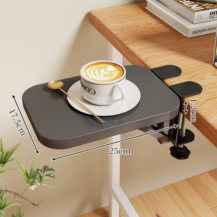 Clamp-On Expandable Desk Side Table Shelf with Wide Smooth Surface and Slim Adjustable Clamp