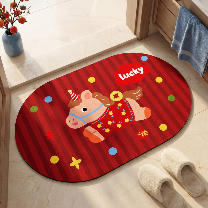 Cartoon-Themed Plush Bath Mat