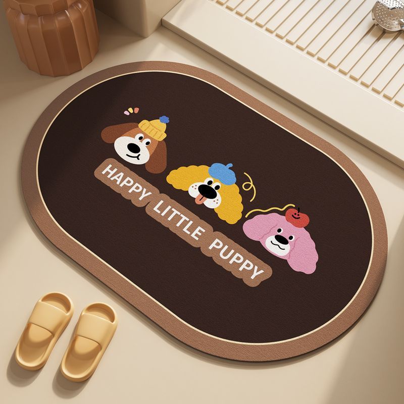 Playful Puppy-Themed Bath Rug