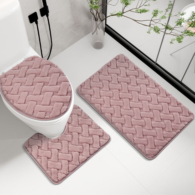 Plush Braided Toilet Mat Set