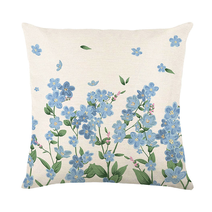 Farmhouse Decorative Cotton-Linen Throw Pillow Cover with Script Blessing and Hidden Zipper