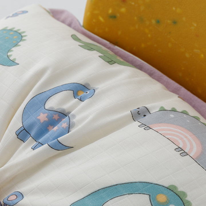 Children's pillowcase set made of breathable cotton blend with cute animal and fruit motifs