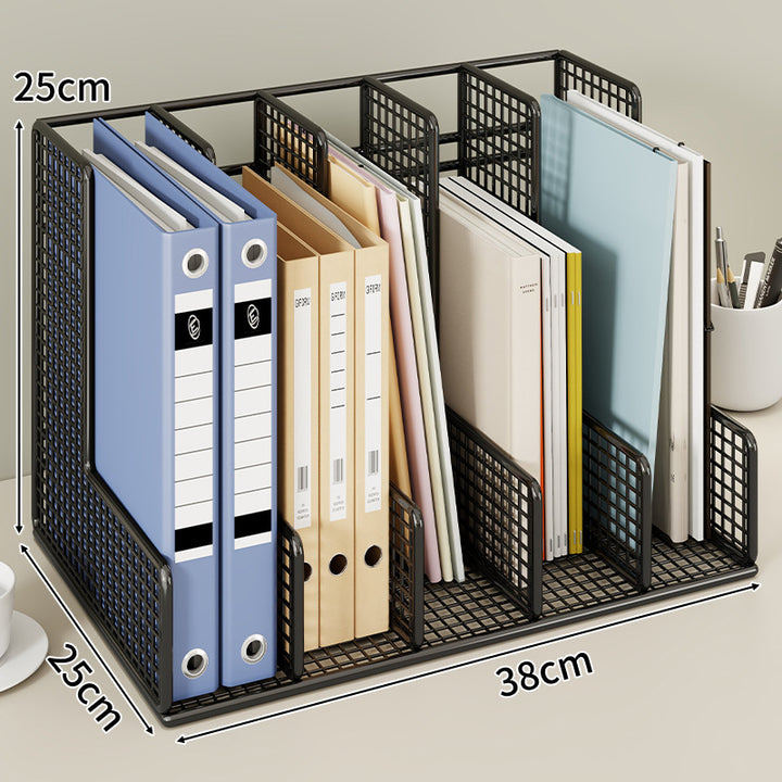 Mesh Grid Desktop File Organizer with Adjustable Vertical Dividers