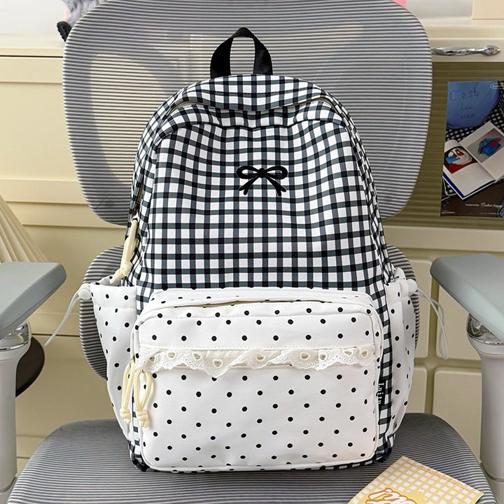 Playful Gingham and Polka Dot Backpack Stornfield