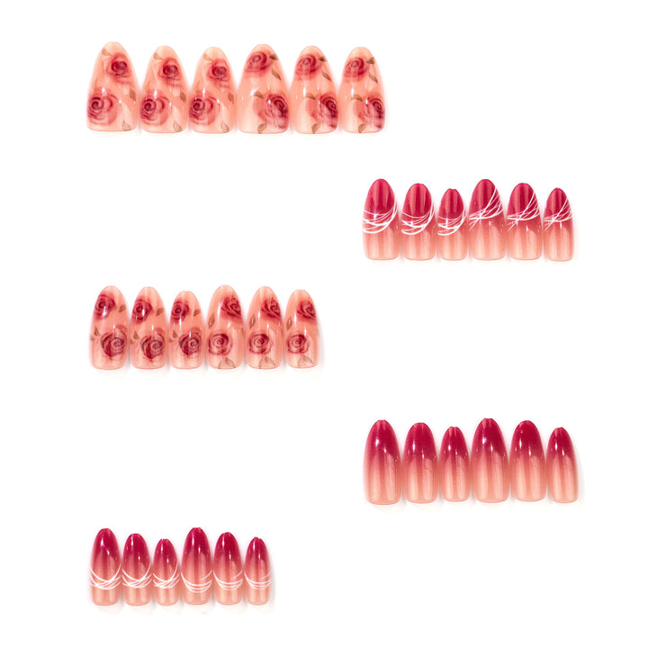 Elegant Rose Design Press-On Nail Set