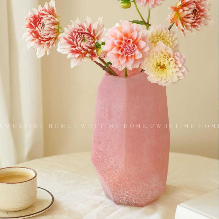 Geometric Matte Ceramic Tall Table Vase with Faceted Base Stornfield