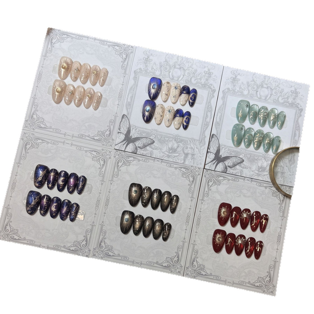Decorative Press-On Nail Set with Celestial Accents Stornfield