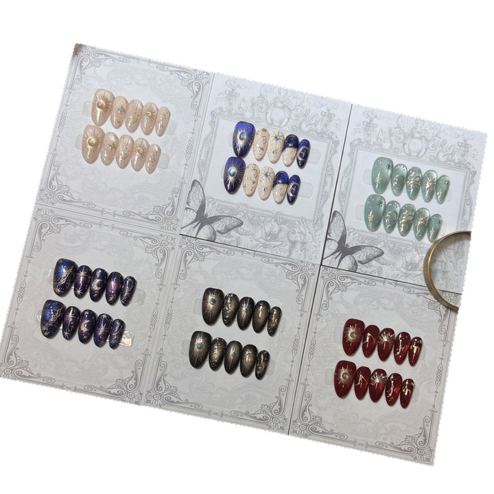 Decorative Press-On Nail Set with Celestial Accents Stornfield