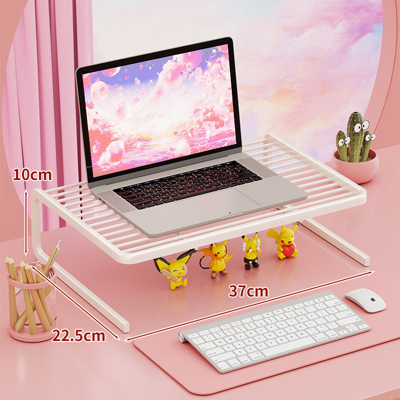 Two Tier Adjustable Metal Laptop and Monitor Riser with Ventilated Slatted Shelves