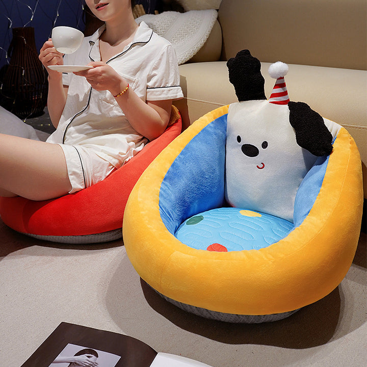 Soft Plush Pet Bed with Raised Edge and Cute Biscuit Design
