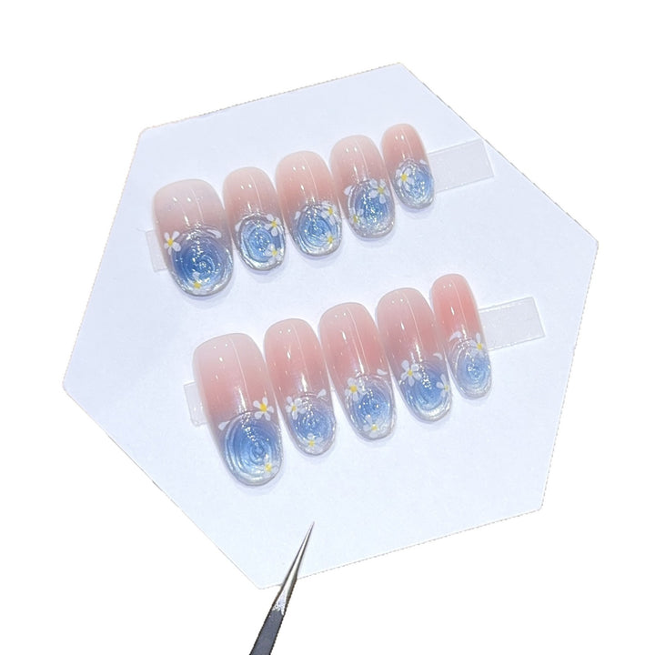 Glamorous Artificial Nails with Floral Design Stornfield