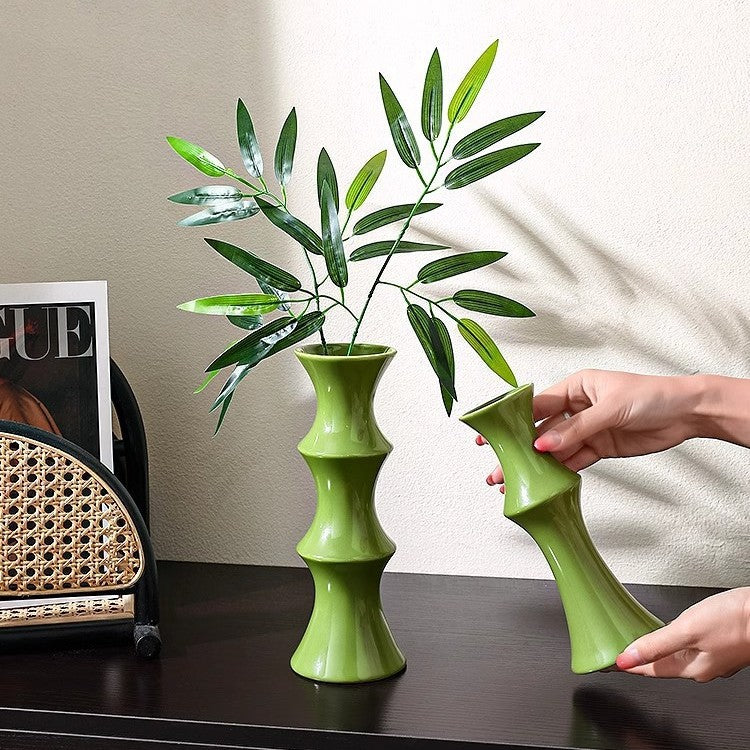 Contemporary Bamboo-Style Vase