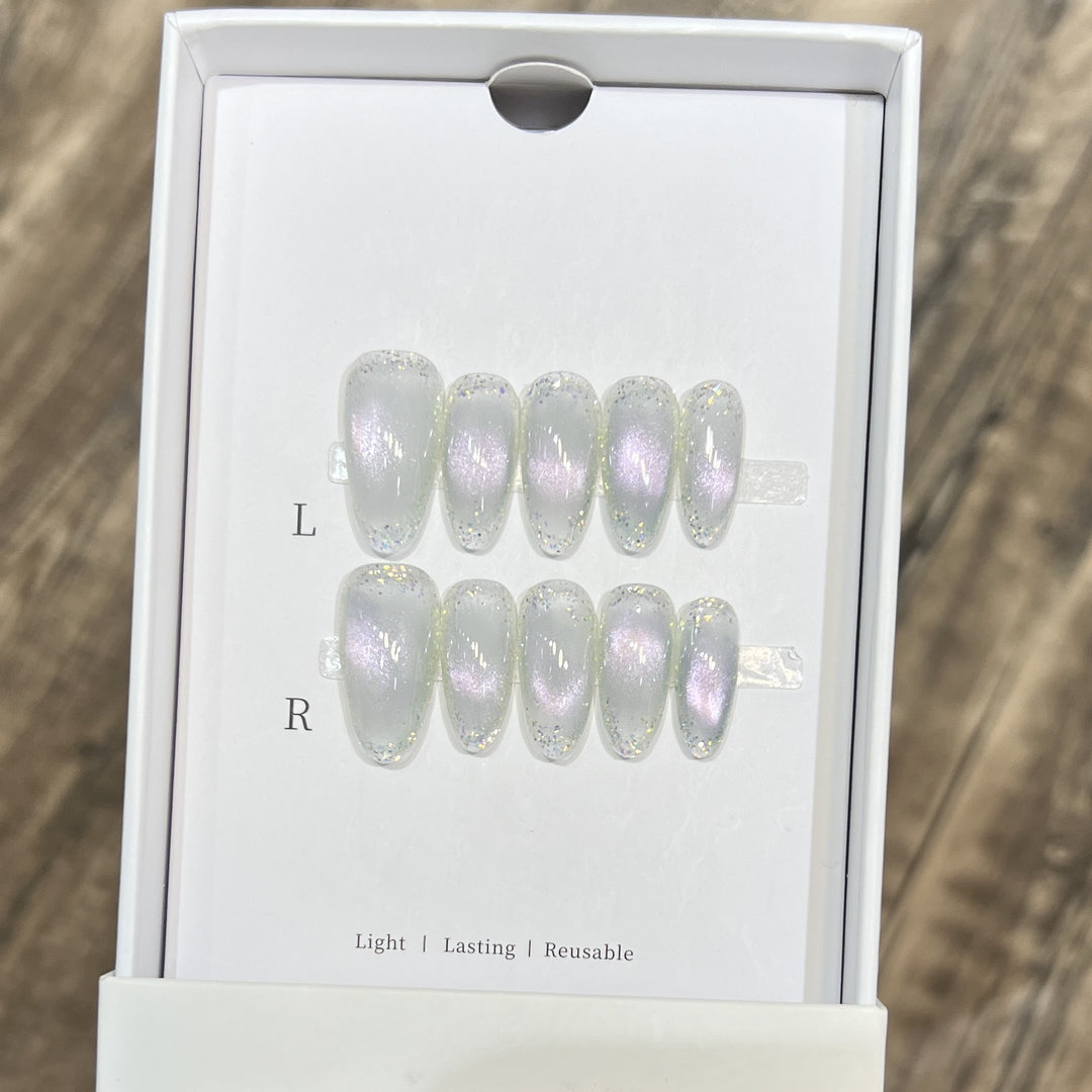 Handmade Press-On Nail Set with Iridescent Finish Stornfield