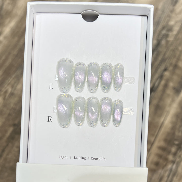 Handmade Press-On Nail Set with Iridescent Finish Stornfield