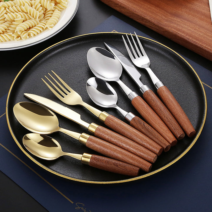 Elegant dessert spoon with ergonomic wooden handle Stornfield