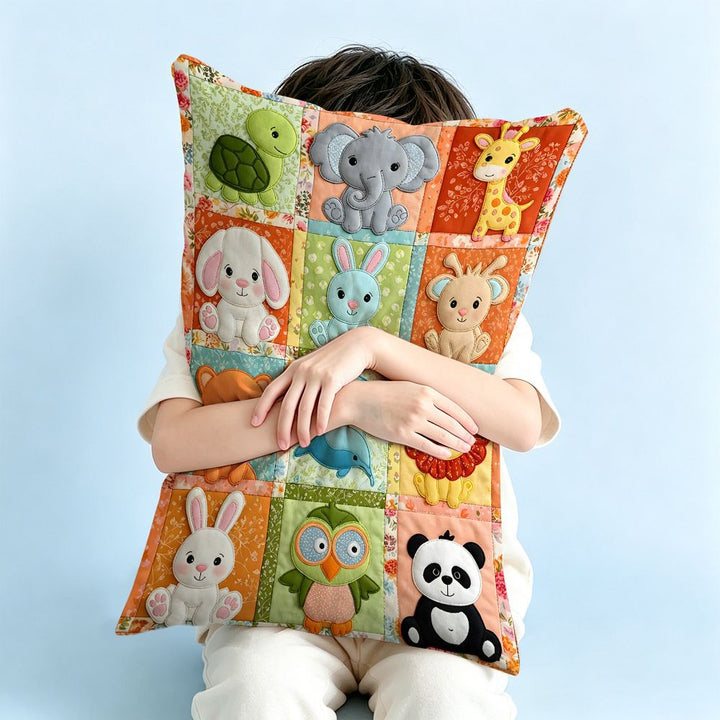 Quilted Animal-Themed Throw Pillow