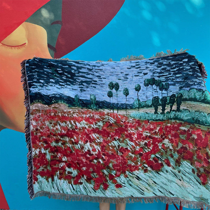 Artistic Woven Landscape Throw Blanket