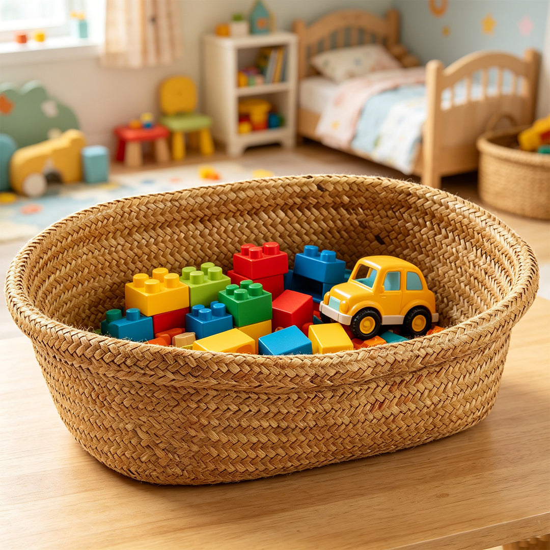 Unisex Oval Storage Basket made of Woven Natural Material Stornfield