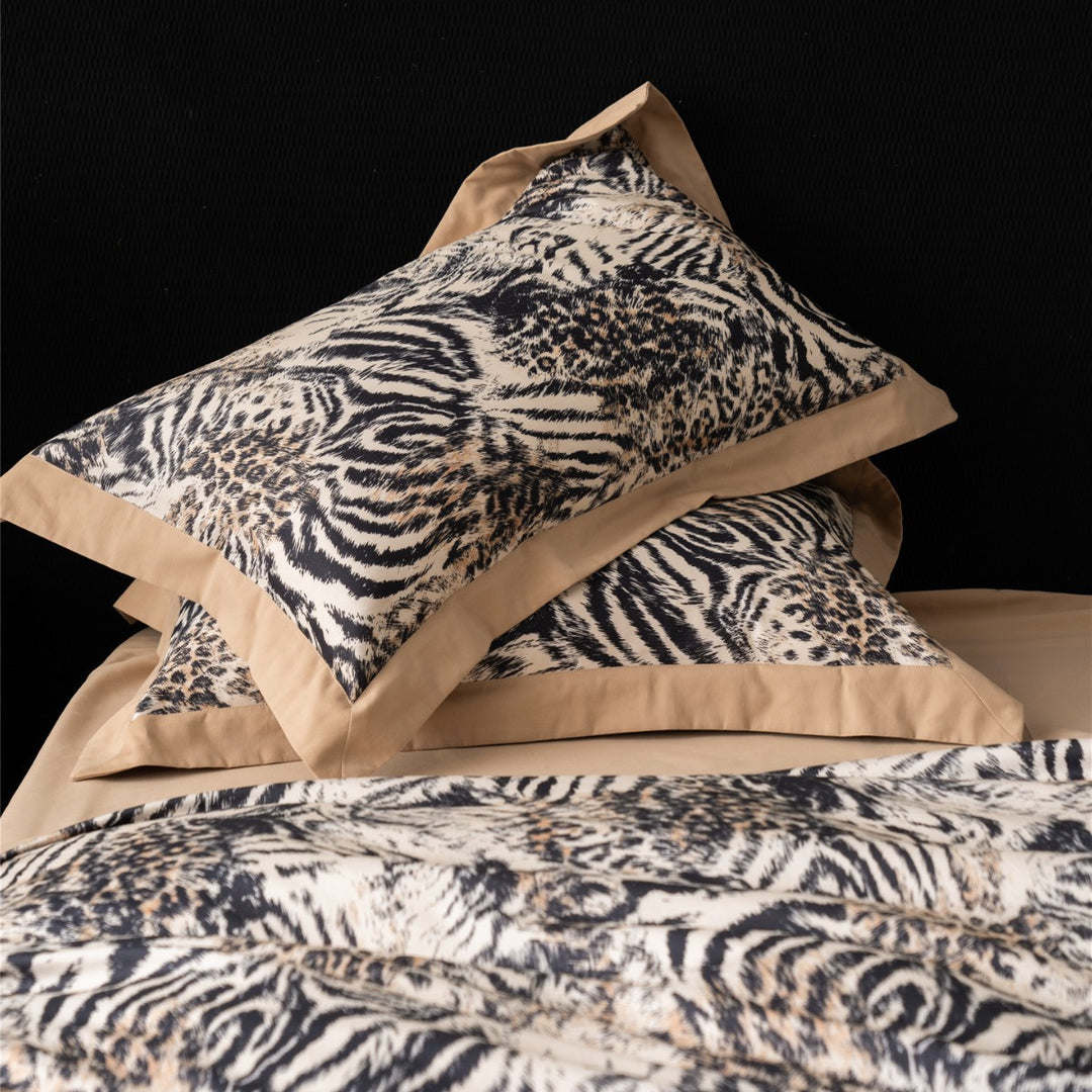 Luxury Mixed-Animal Satin-Feel Duvet Cover Set with Contrasting Hem