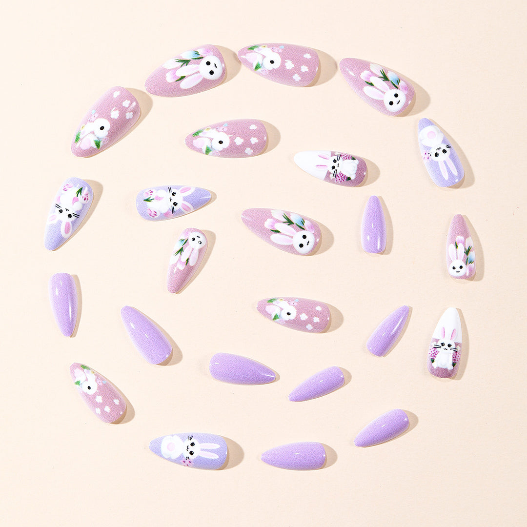 Whimsical Bunny-Themed Nail Art Extensions Stornfield
