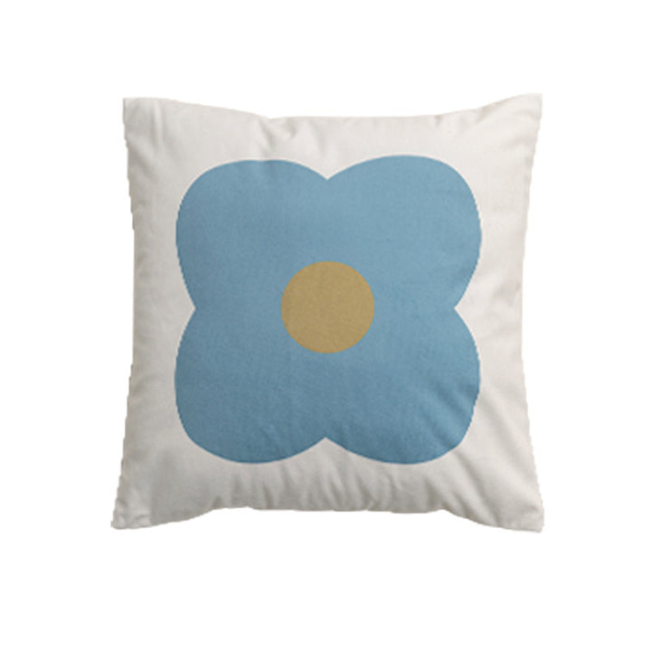 Hand-tufted square decorative cushion cover with floral chenille appliqué