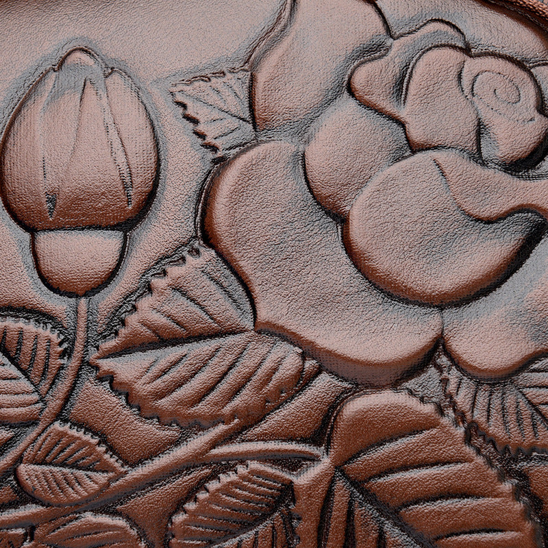 Embossed Floral Crossbody Bag