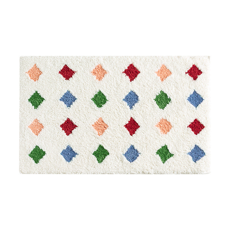 Modern striped bath mat with textured high pile and non-slip latex base Stornfield