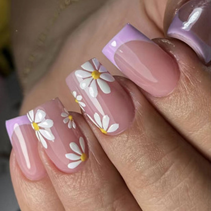 Floral French Tip Press-On Nails Stornfield
