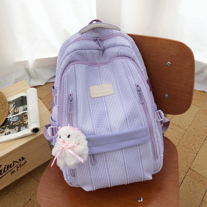 Striped Backpack with Keychain Charm Stornfield
