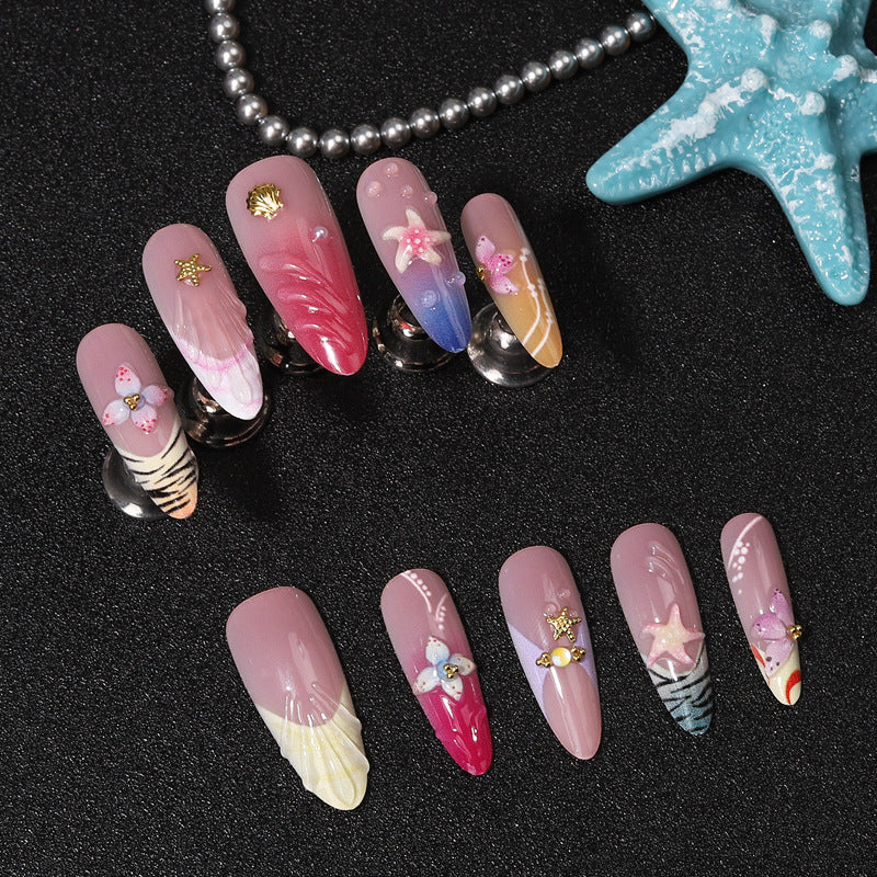 Artistic Shell-Inspired Press-On Nail Set Stornfield
