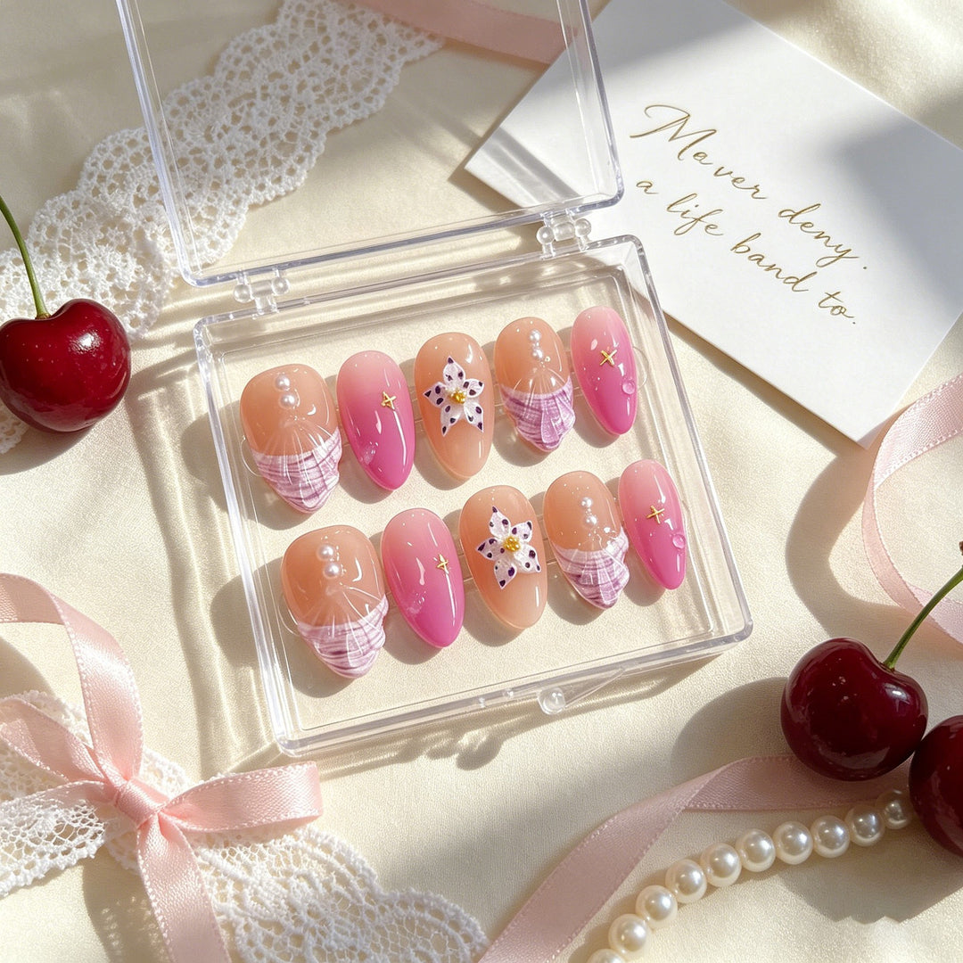 Floral Accent Press-On Nail Set