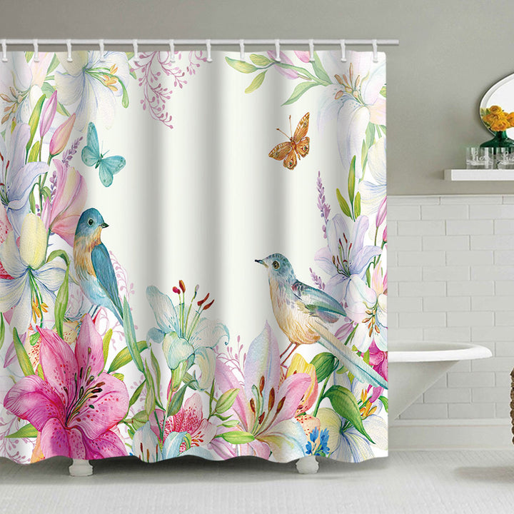 Floral Lavender Pattern Shower Curtain Stornfield
